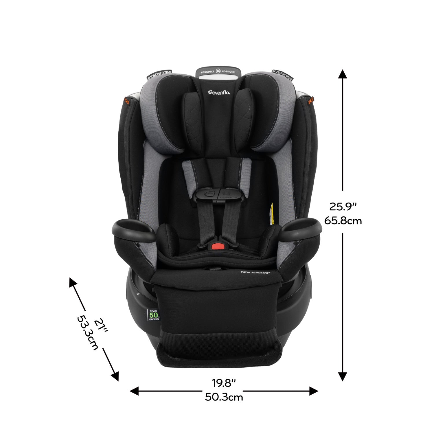Revolve360 Extend Rotational All-in-One Convertible Car Seat with Quick Clean Cover measurements