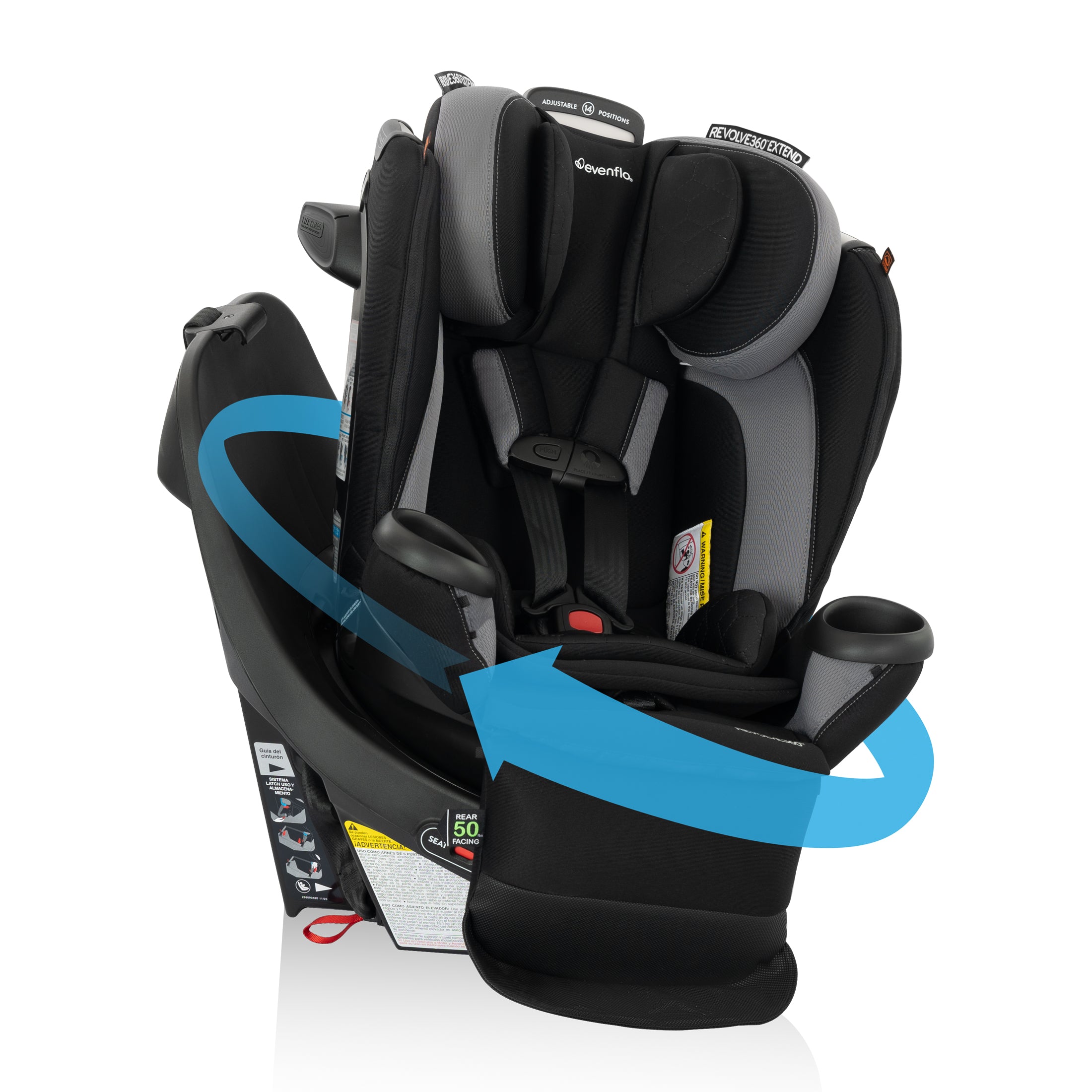 Revolve360 Extend All-in-One Rotating Car Seat with Quick Clean Cover - Revere Gray