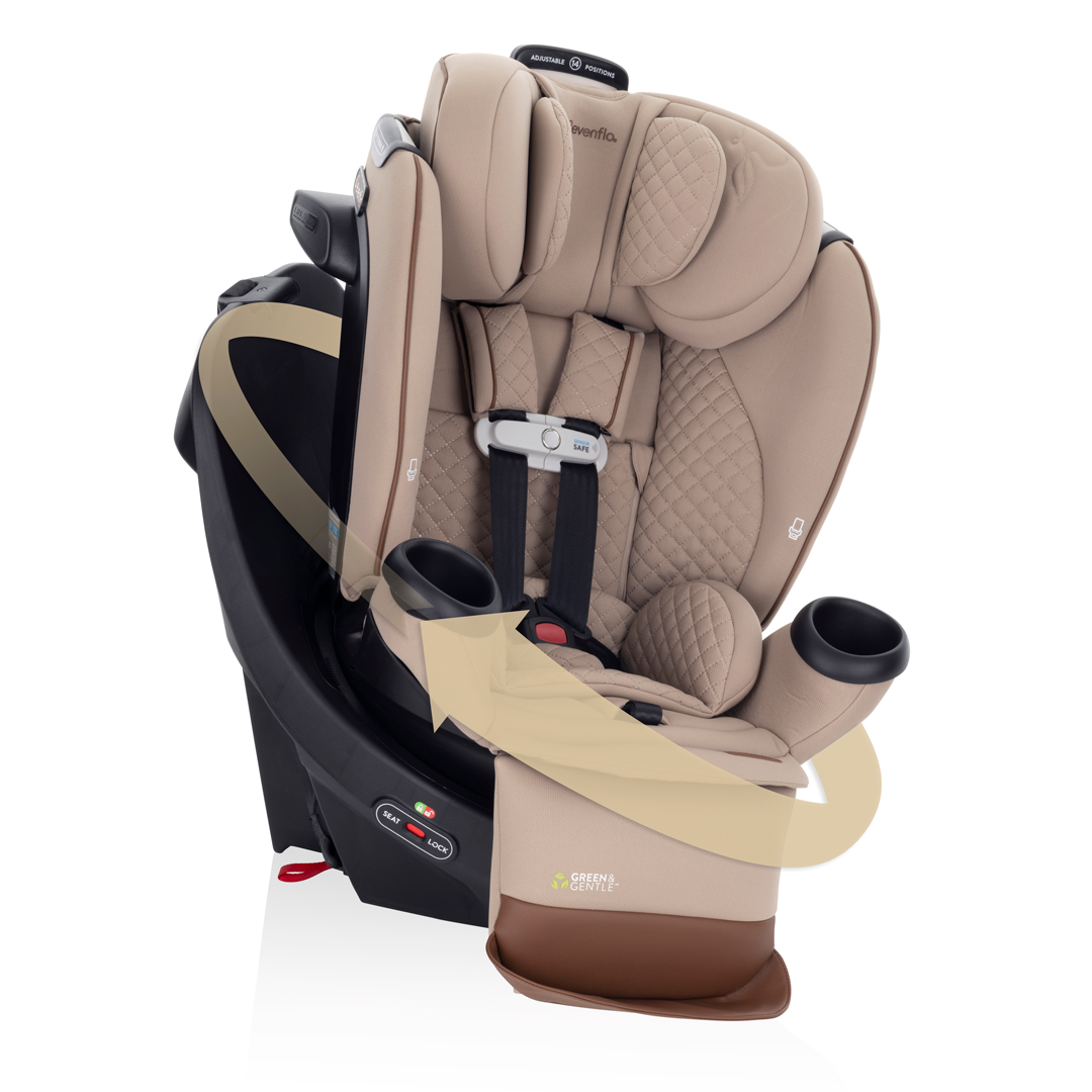Gold Revolve360 Extend All-in-One Rotating Car Seat with Green & Gentle Fabric - Travertine